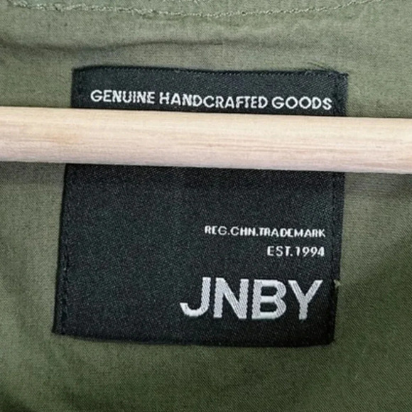 JNBY Hooded Cotton Green Army Full  Zip Short Sleeve Jacket - Picture 13 of 16